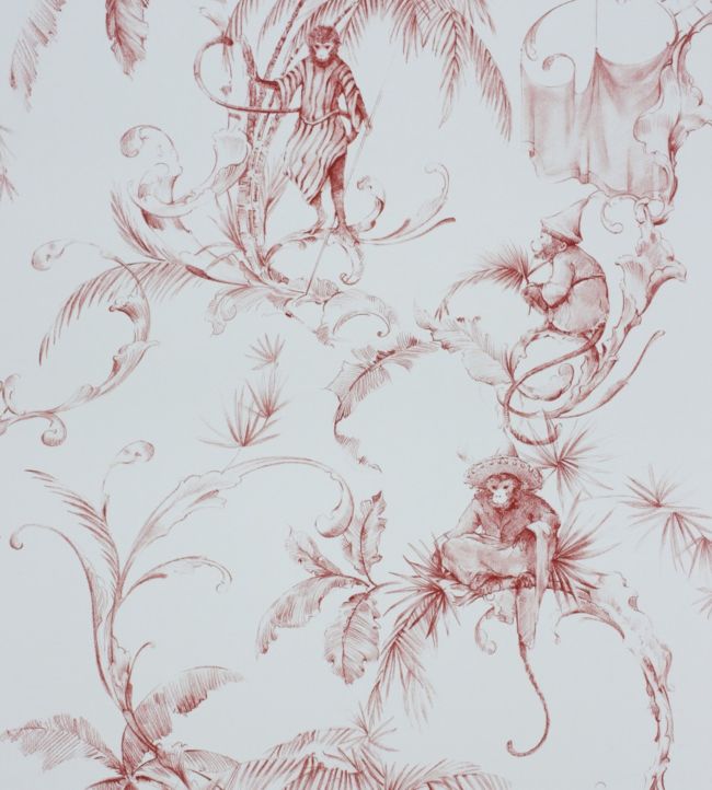 Barbary Toile Wallpaper - Coral Red - Nina Campbell - NCW4205 - 04 - Premier Wallcovering