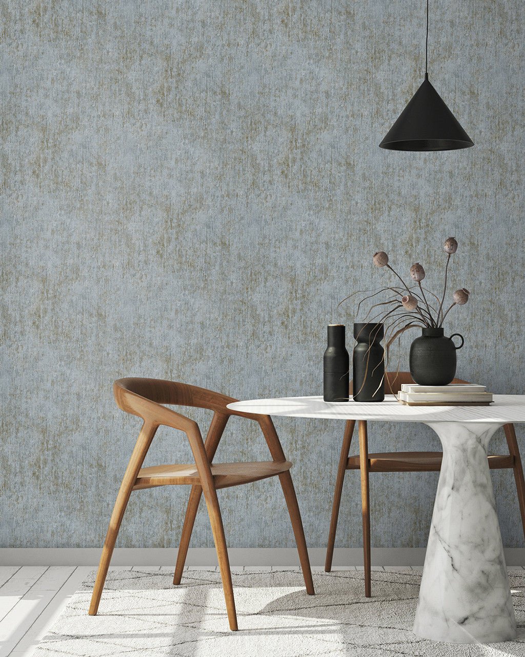Bark Feel Wallpaper - Grey, Green/Blue - Hohenberger - 65011 - Premier Wallcovering