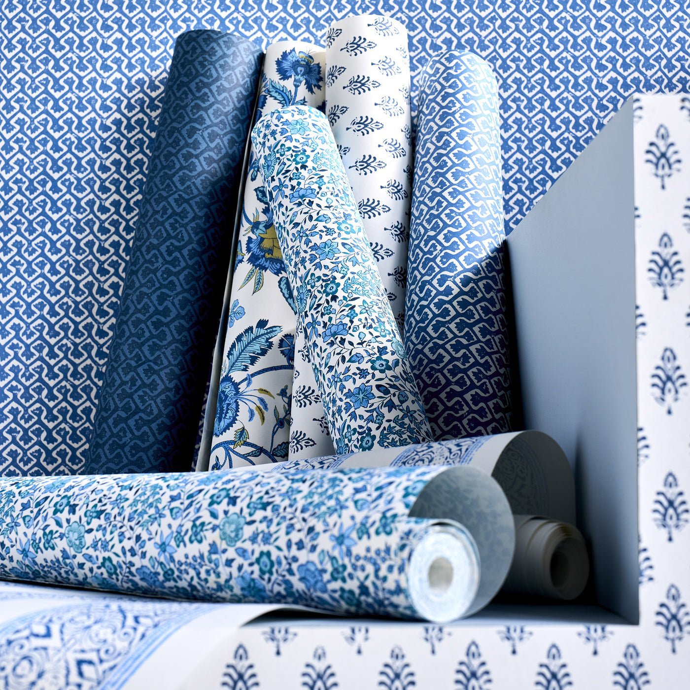 Barmeri Wallpaper - Spice/Teal - Clarke & Clarke - W0232/04 - Premier Wallcovering