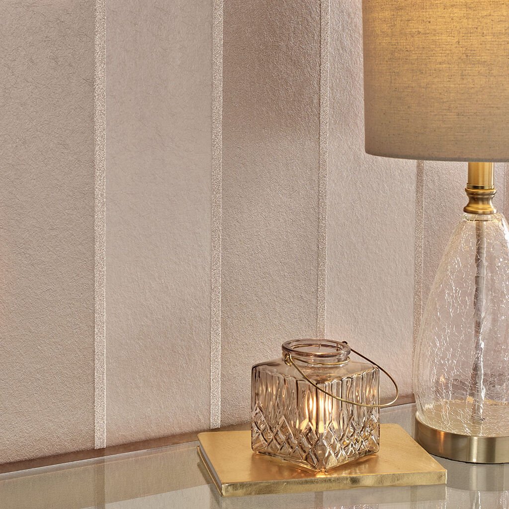 Baroque Bead Stripe Wallpaper - Champagne - Graham & Brown - 103821 - Premier Wallcovering