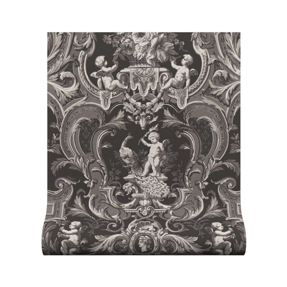 Baroque Wallpaper - Charcoal - Warner House - Premier Wallcovering