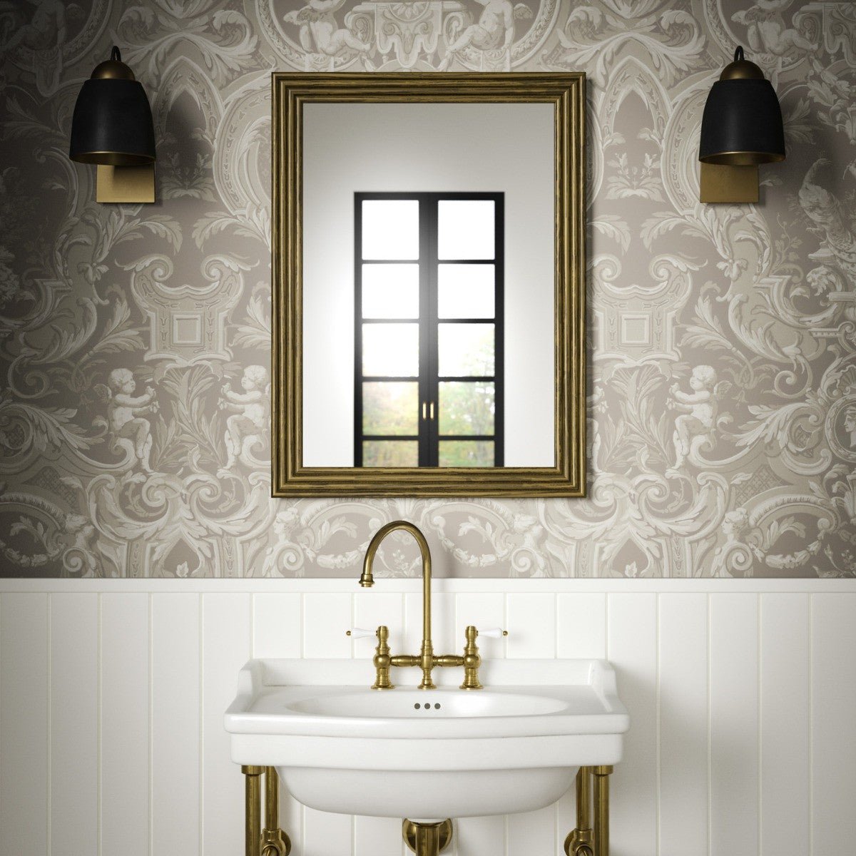 Baroque Wallpaper - Taupe - Warner House - Premier Wallcovering
