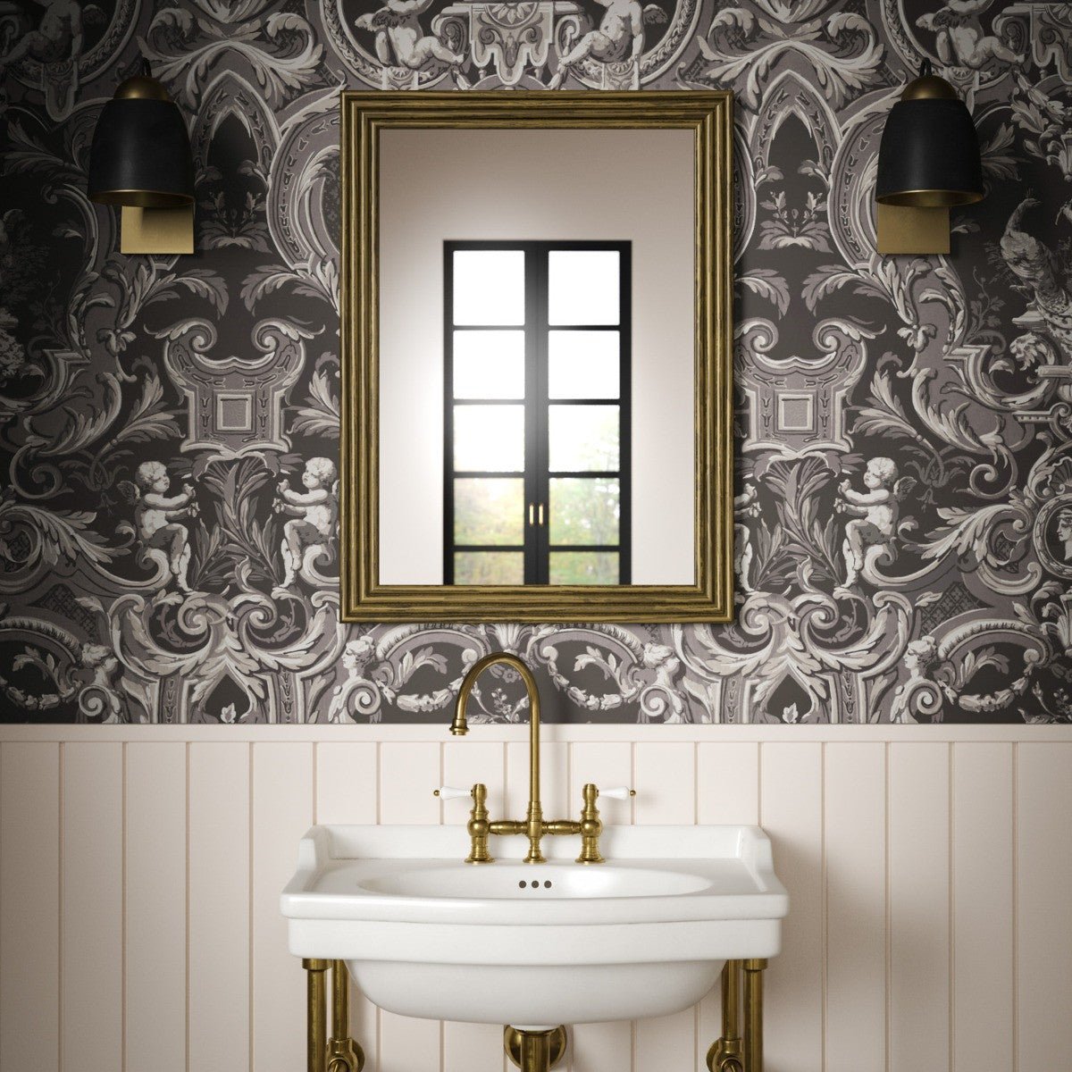 Baroque Wallpaper - Charcoal - Warner House - Premier Wallcovering