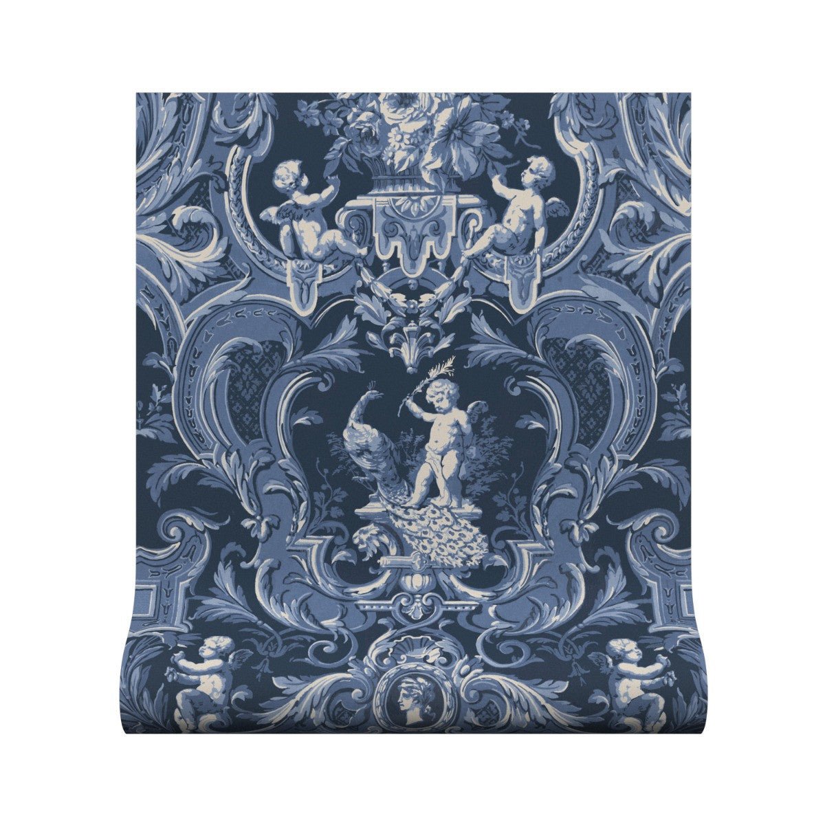 Baroque Wallpaper - Navy - Warner House - Premier Wallcovering