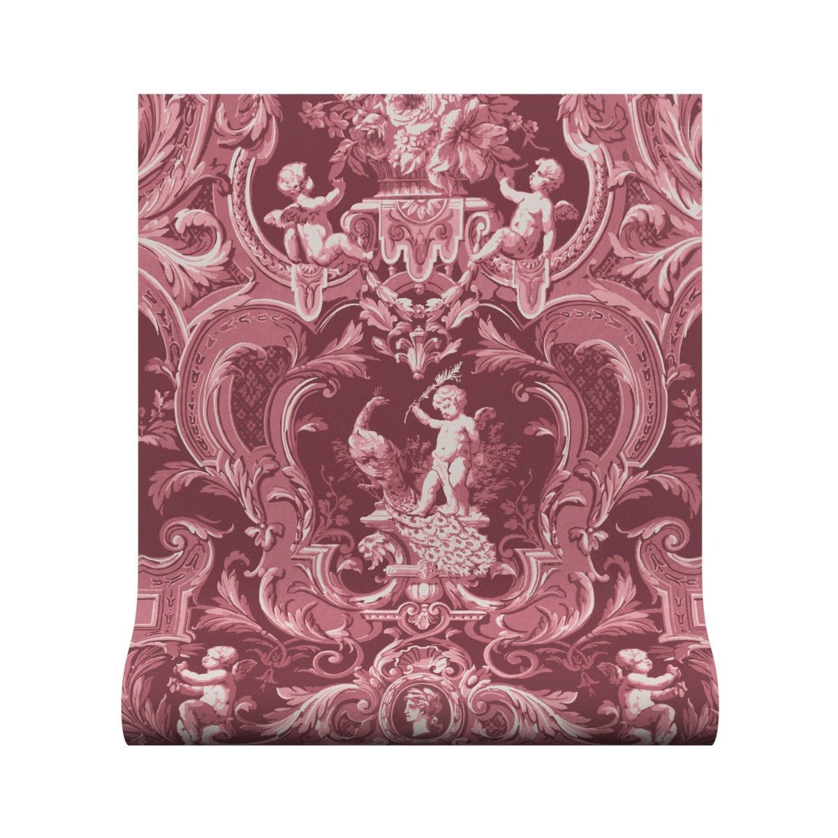 Baroque Wallpaper - Red - Warner House - Premier Wallcovering