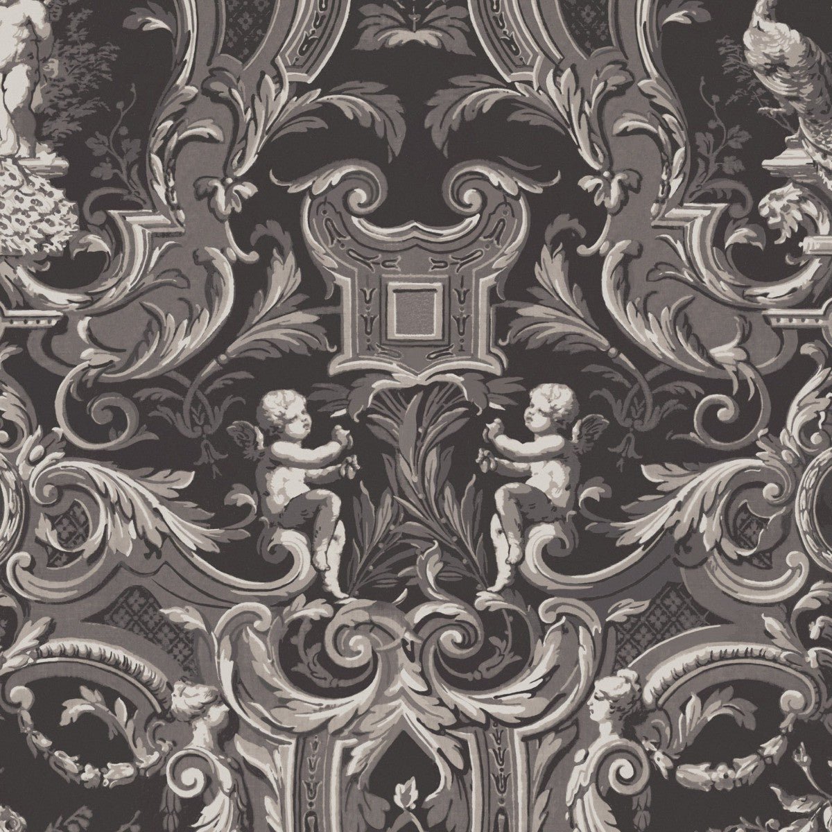Baroque Wallpaper - Charcoal - Warner House - Premier Wallcovering