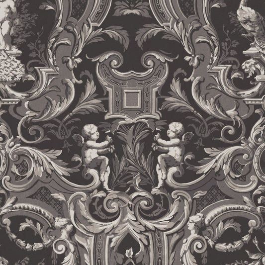 Baroque Wallpaper - Charcoal - Warner House - Premier Wallcovering