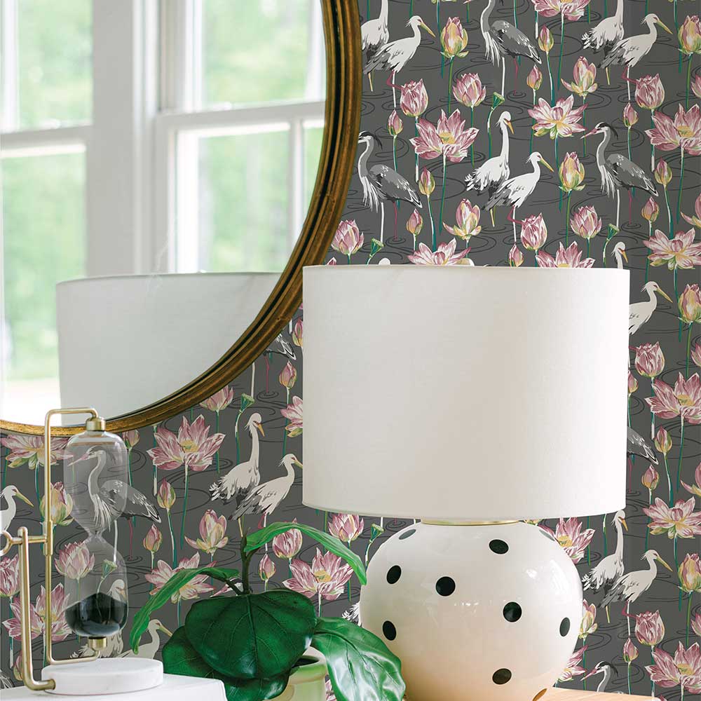 Barton Wallpaper - Charcoal - A Street Prints - AN87553 - Premier Wallcovering