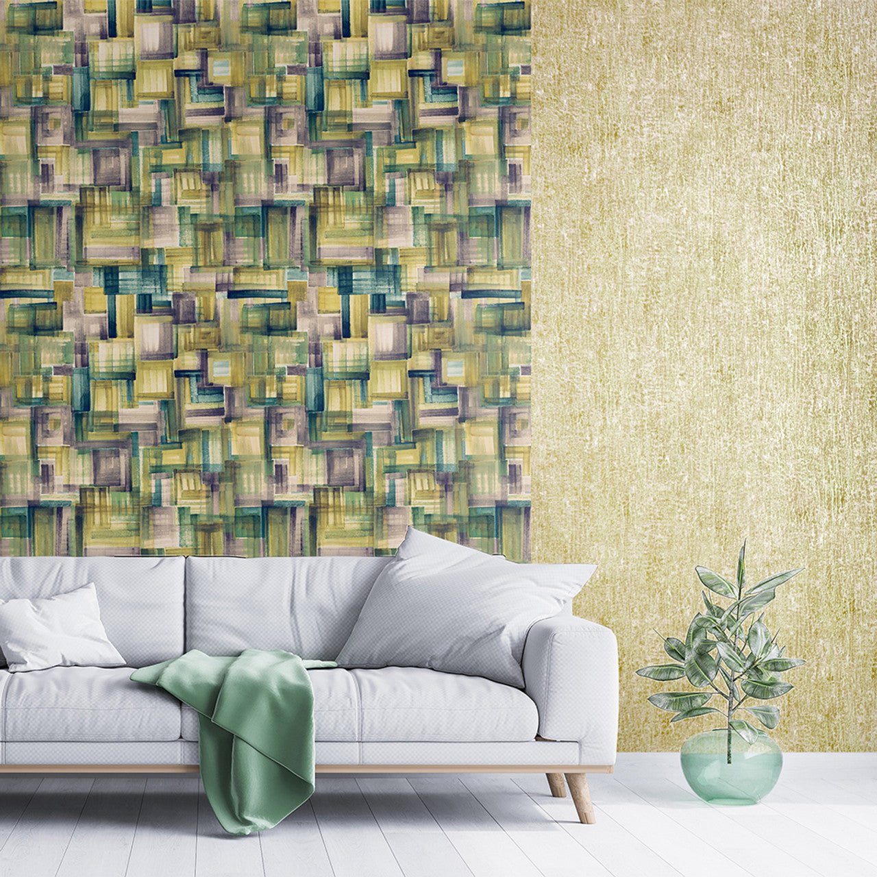 Base Crafted Wallpaper - Green/ Gold - Hohenberger - 64994 - Premier Wallcovering