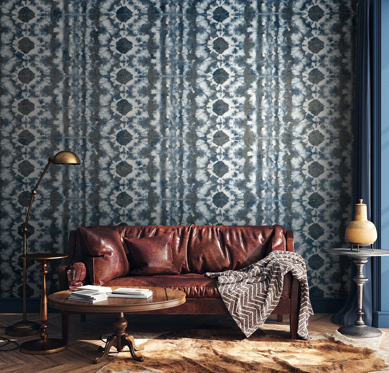 Batik Crafted Wallpaper - Indigo - Hohenberger - 26791 - Premier Wallcovering