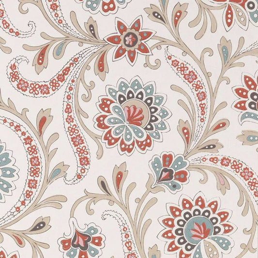 Baville Wallpaper - Red/Teal/Taupe - Nina Campbell - NCW4351-01 - Premier Wallcovering