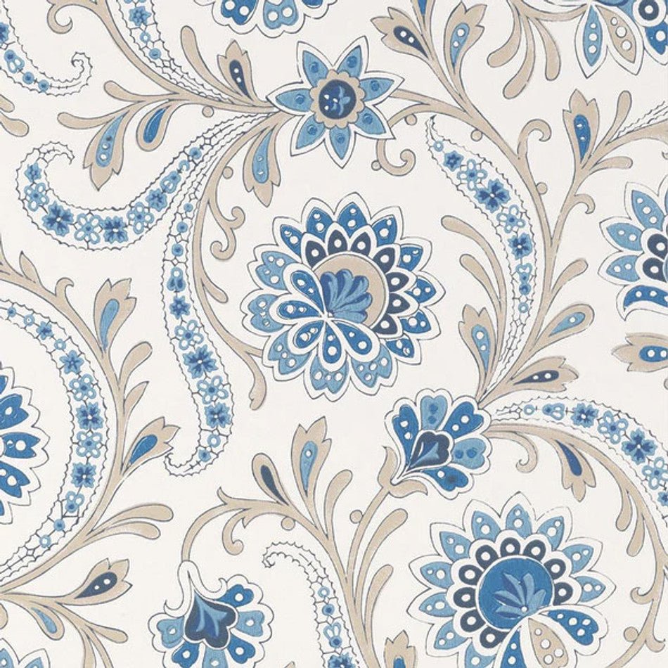 Baville Wallpaper - Blue/Taupe - Nina Campbell - NCW4351-05 - Premier Wallcovering