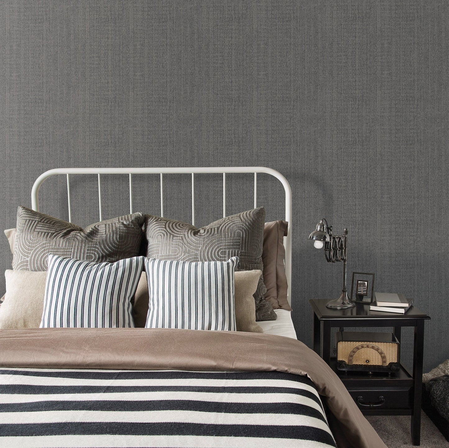 Bazaar African Weave Wallpaper - Charcoal - Galerie - G78321 - Premier Wallcovering