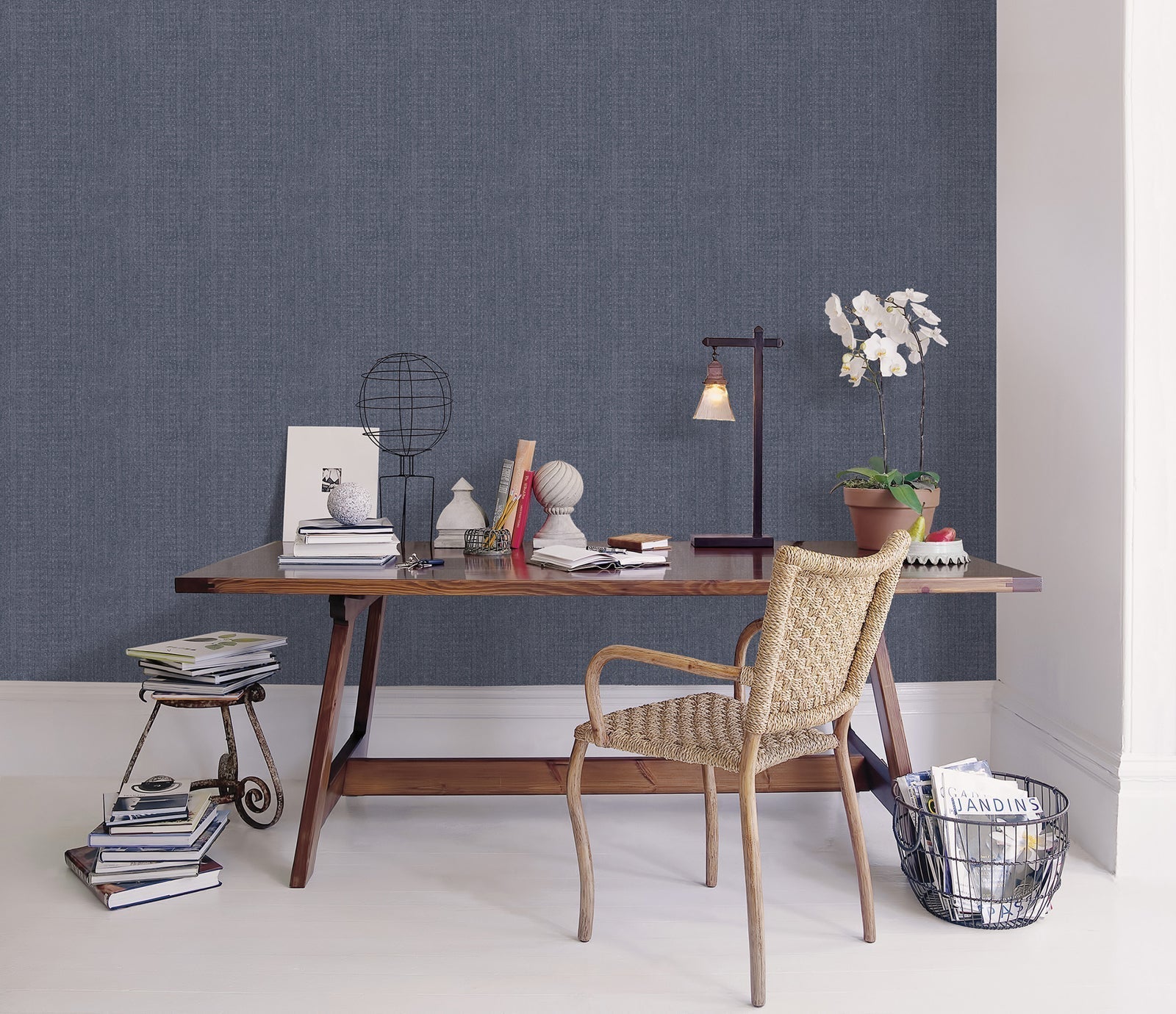 Bazaar African Weave Wallpaper - Navy Blue - Galerie - G78326 - Premier Wallcovering