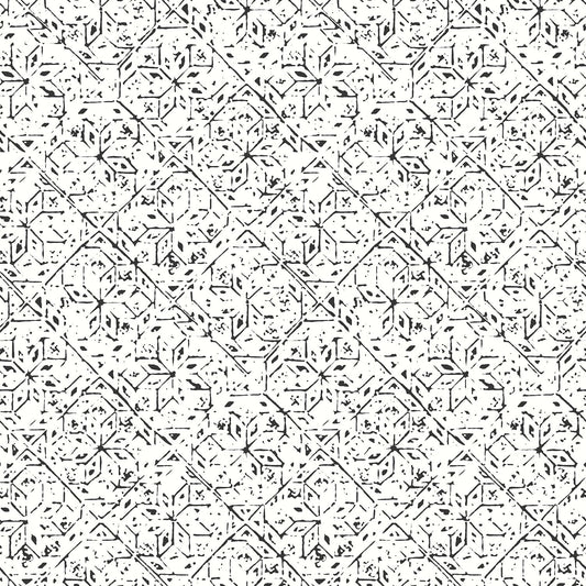 Bazaar Geo Tile Wallpaper - Black / White - Galerie - G78334 - Premier Wallcovering