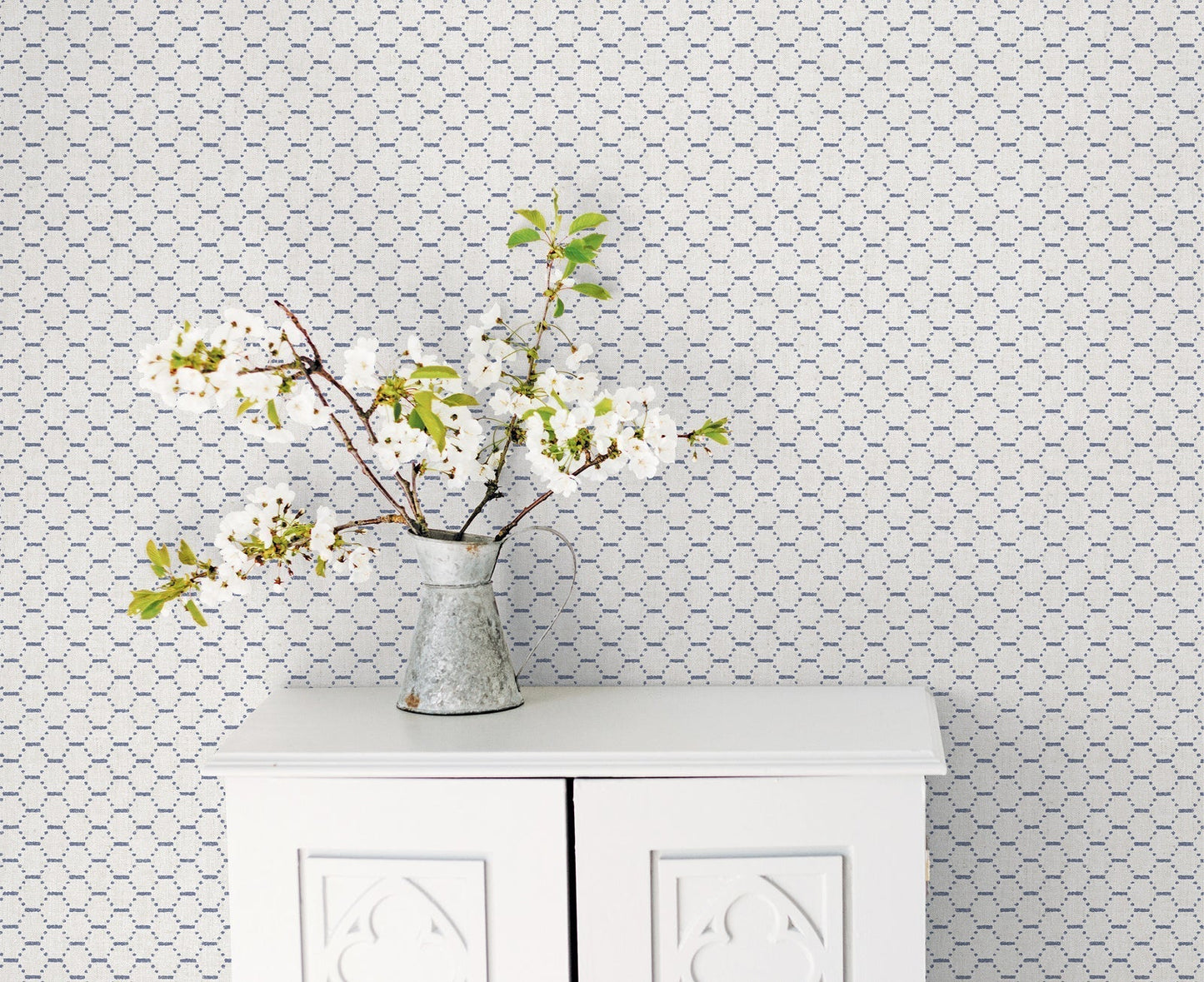 Bazaar Honey Comb Wallpaper - Beige / Blue - Galerie - G78295 - Premier Wallcovering