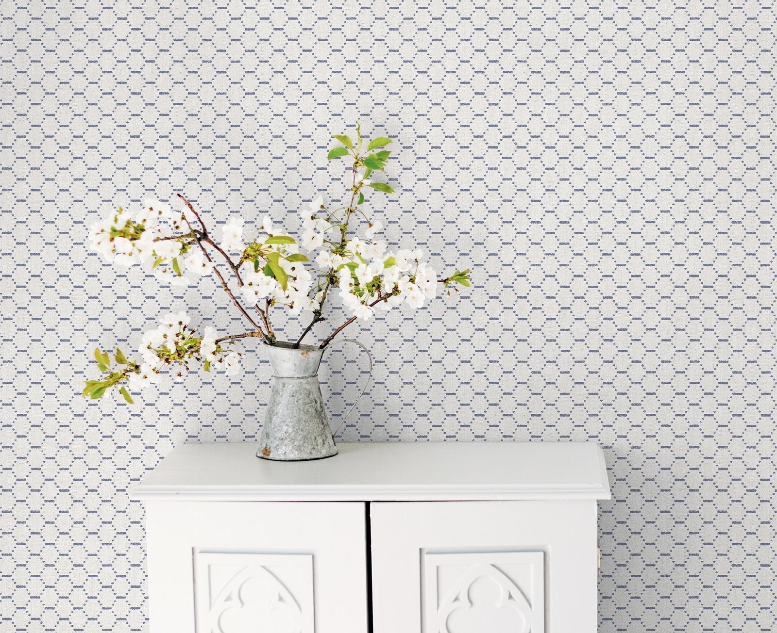 Bazaar Honey Comb Wallpaper - Beige / Blue - Galerie - G78295 - Premier Wallcovering