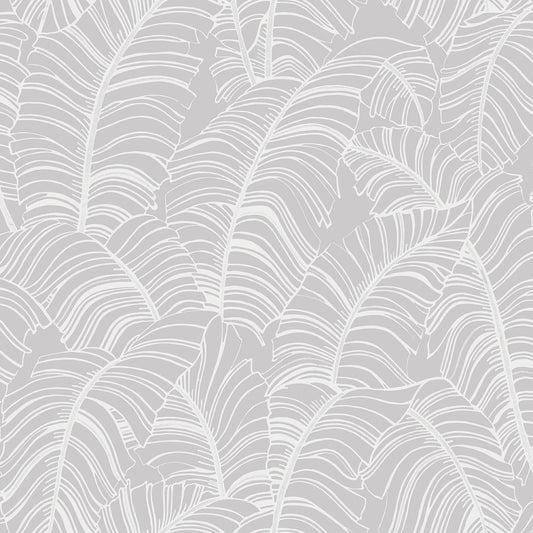 Bazaar Palm Leaves Wallpaper - Silver / White - Galerie - G78298 - Premier Wallcovering