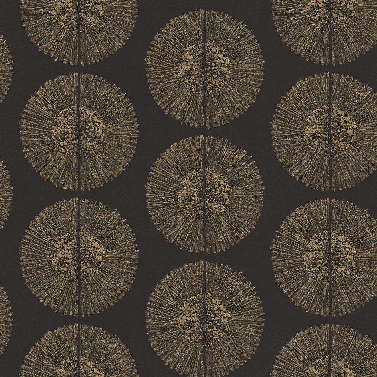 Bazaar Tribal Circles Wallpaper - Black / Gold - Galerie - G78331 - Premier Wallcovering