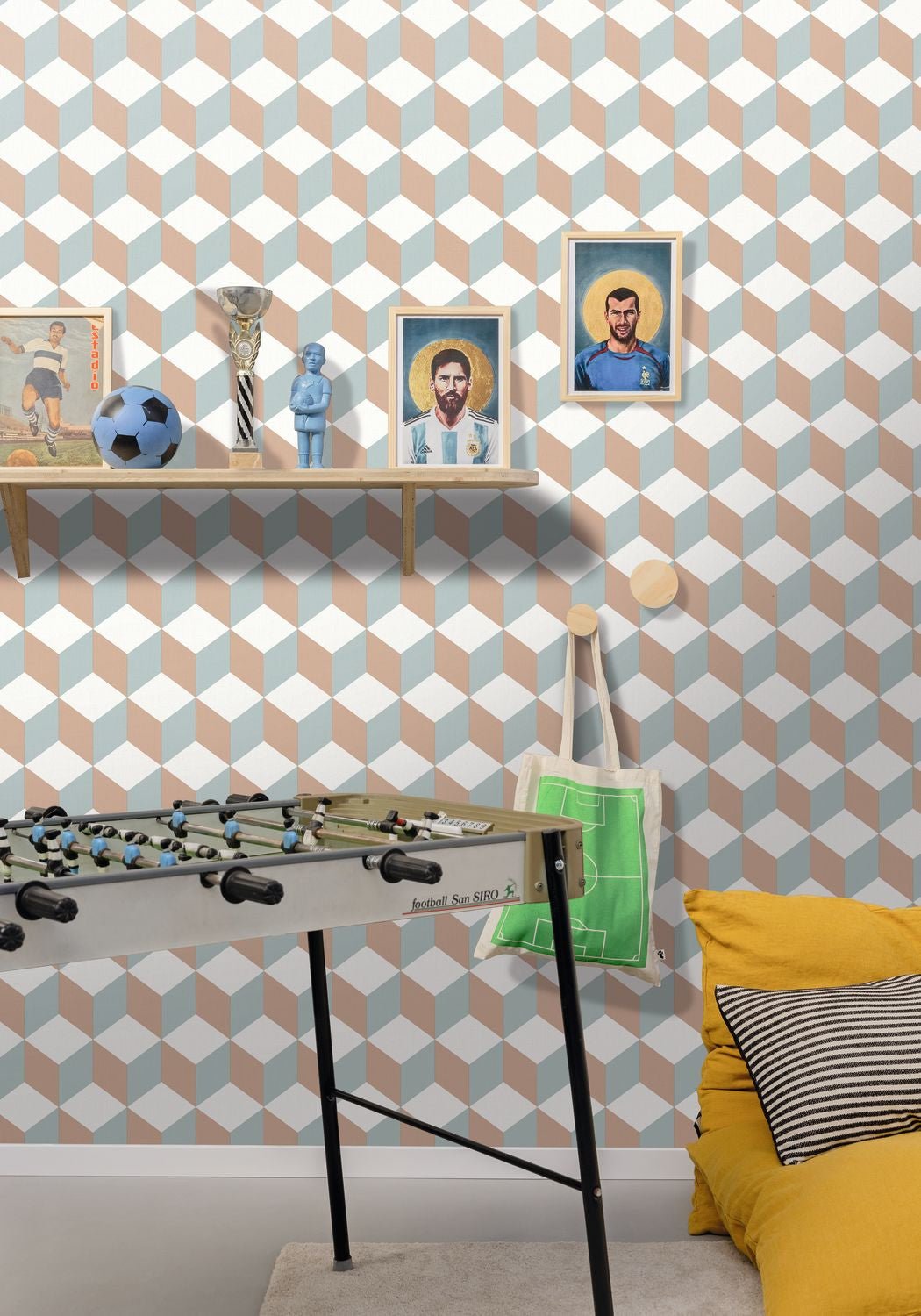 Be Happy Wallpaper - Nude Bleu - Caselio - 103324060 - Premier Wallcovering