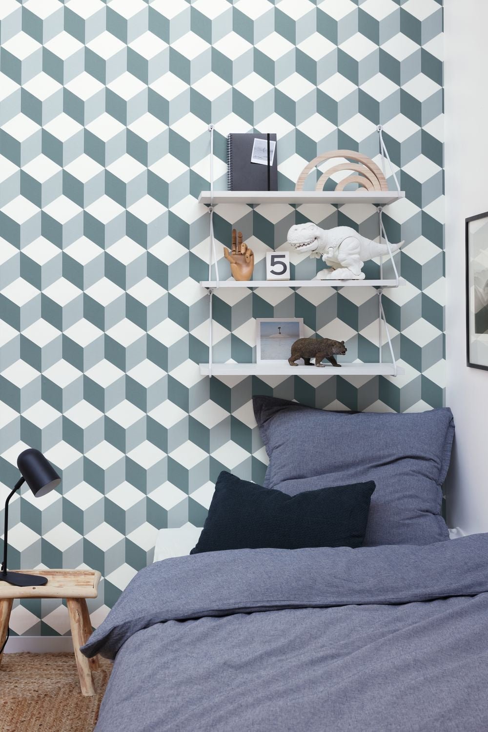 Be Happy Wallpaper - Bleu Canard - Caselio - 103326069 - Premier Wallcovering