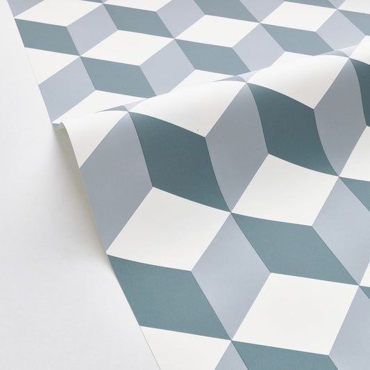 Be Happy Wallpaper - Bleu Canard - Caselio - 103326069 - Premier Wallcovering