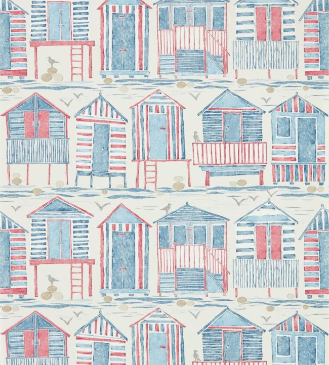 Beach Huts Wallpaper - Nautical - DCOA216559 - Sanderson - Premier Wallcovering