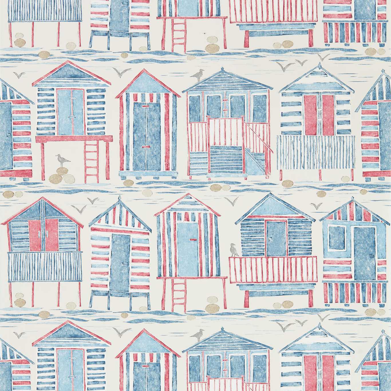 Beach Huts Wallpaper - Nautical - Sanderson - DCOA216559 - Premier Wallcovering