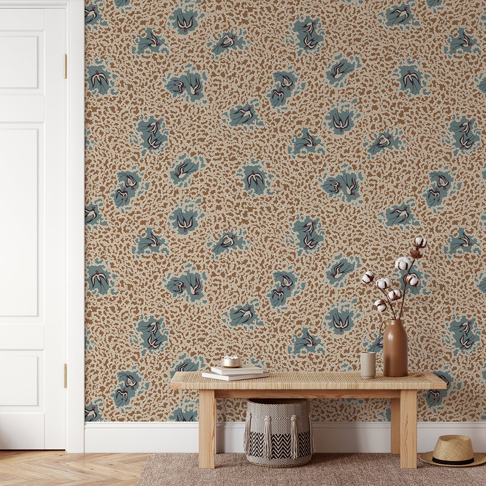 Bea's Swallows Wallpaper - Alma and Osney Blue - Josephine Munsey - JMW-102001 - Premier Wallcovering