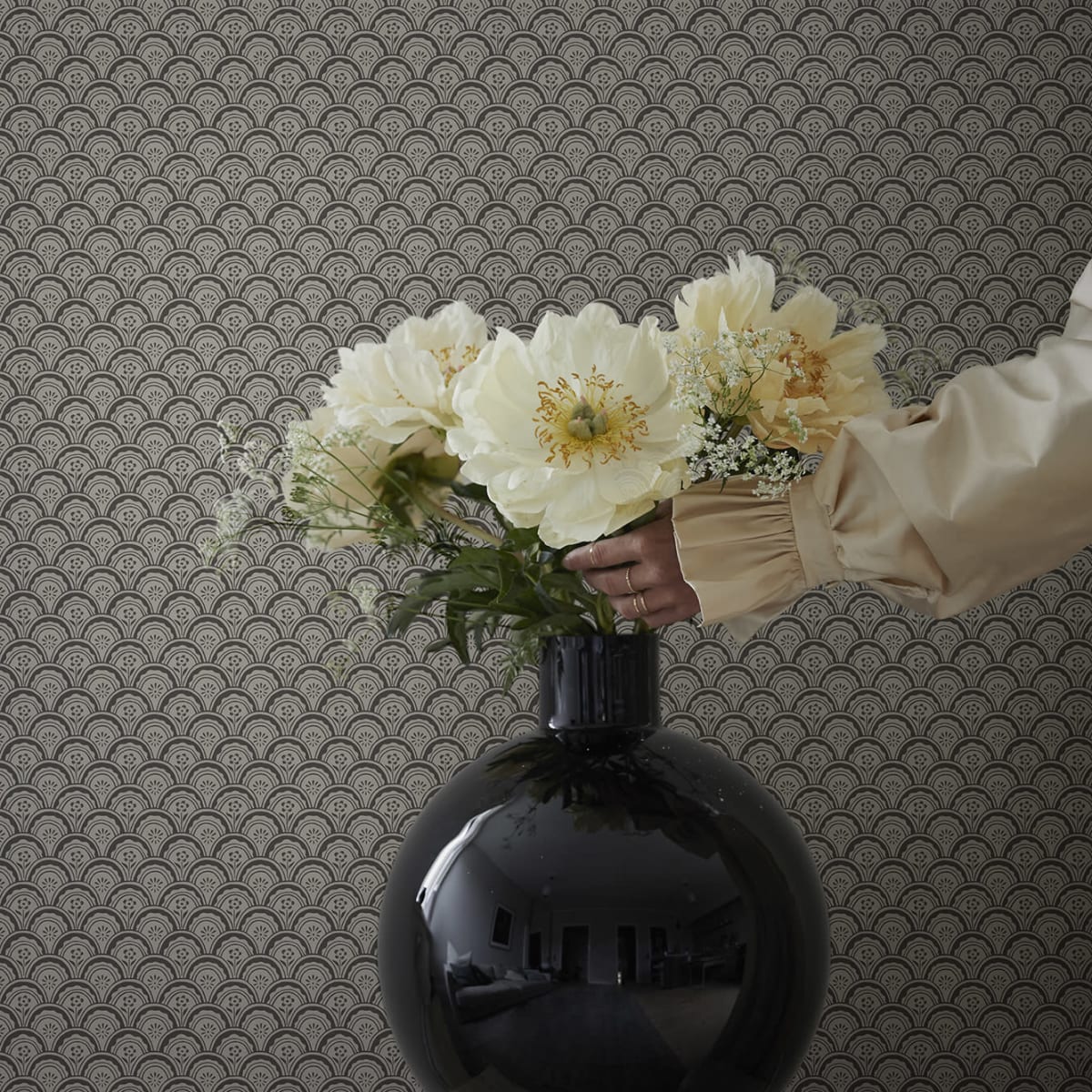 Beata Wallpaper - Graphite - Sandberg - S10234 - Premier Wallcovering