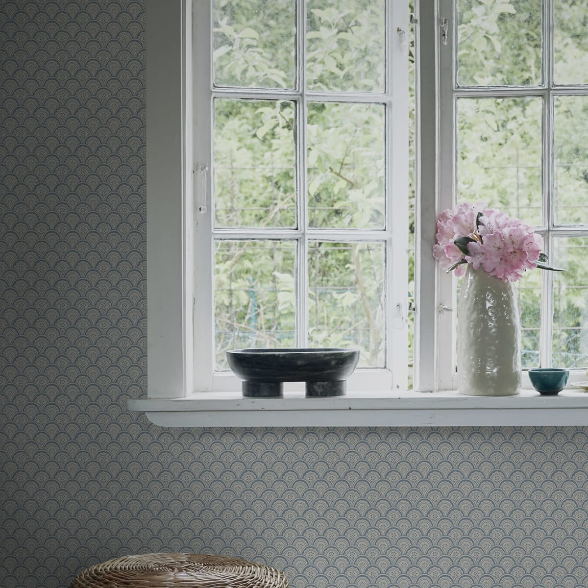 Beata Wallpaper - Misty Blue - Sandberg - S10235 - Premier Wallcovering