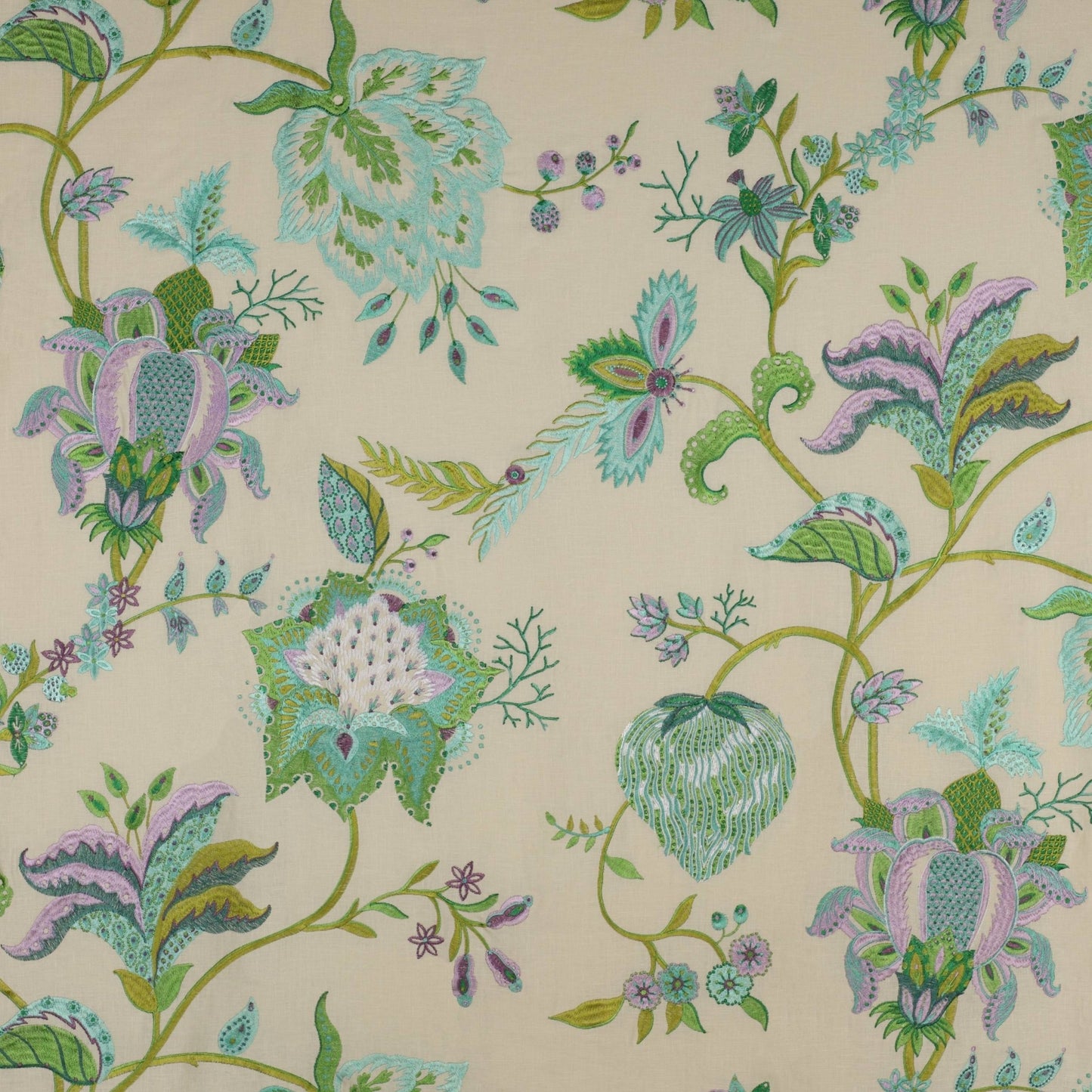 Beauregard Fabric - Absinthe/Turquoise - Manuel Canovas - 04709/02 - Premier Wallcovering