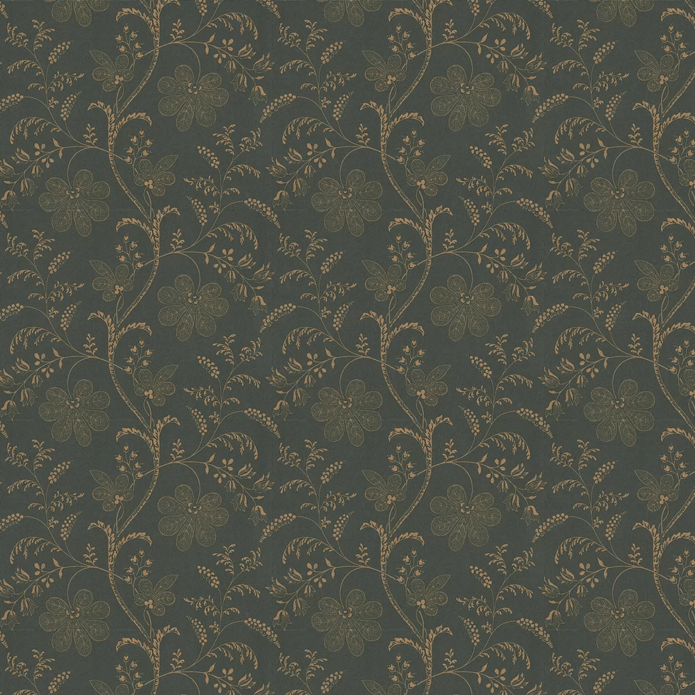 Bedford Square Wallpaper - Metallic Gold / Charcoal - Little Greene - 0273BEEBONY - Premier Wallcovering