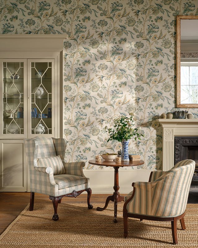 Belevedere Wallcovering Wallpaper - Pink/Green - Colefax & Fowler - W7026-01 - Premier Wallcovering
