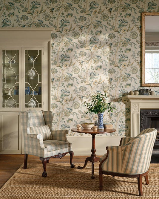 Belevedere Wallcovering Wallpaper - Pink/Green - Colefax & Fowler - W7026-01 - Premier Wallcovering