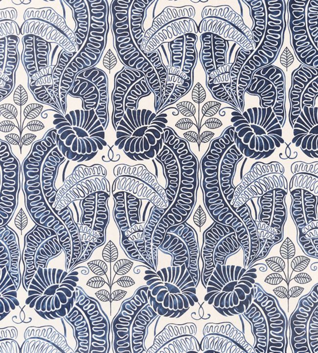 Belle De Nuit Fabric - Dark Indigo - Christopher Farr Cloth - CF132 - 02 - Premier Wallcovering