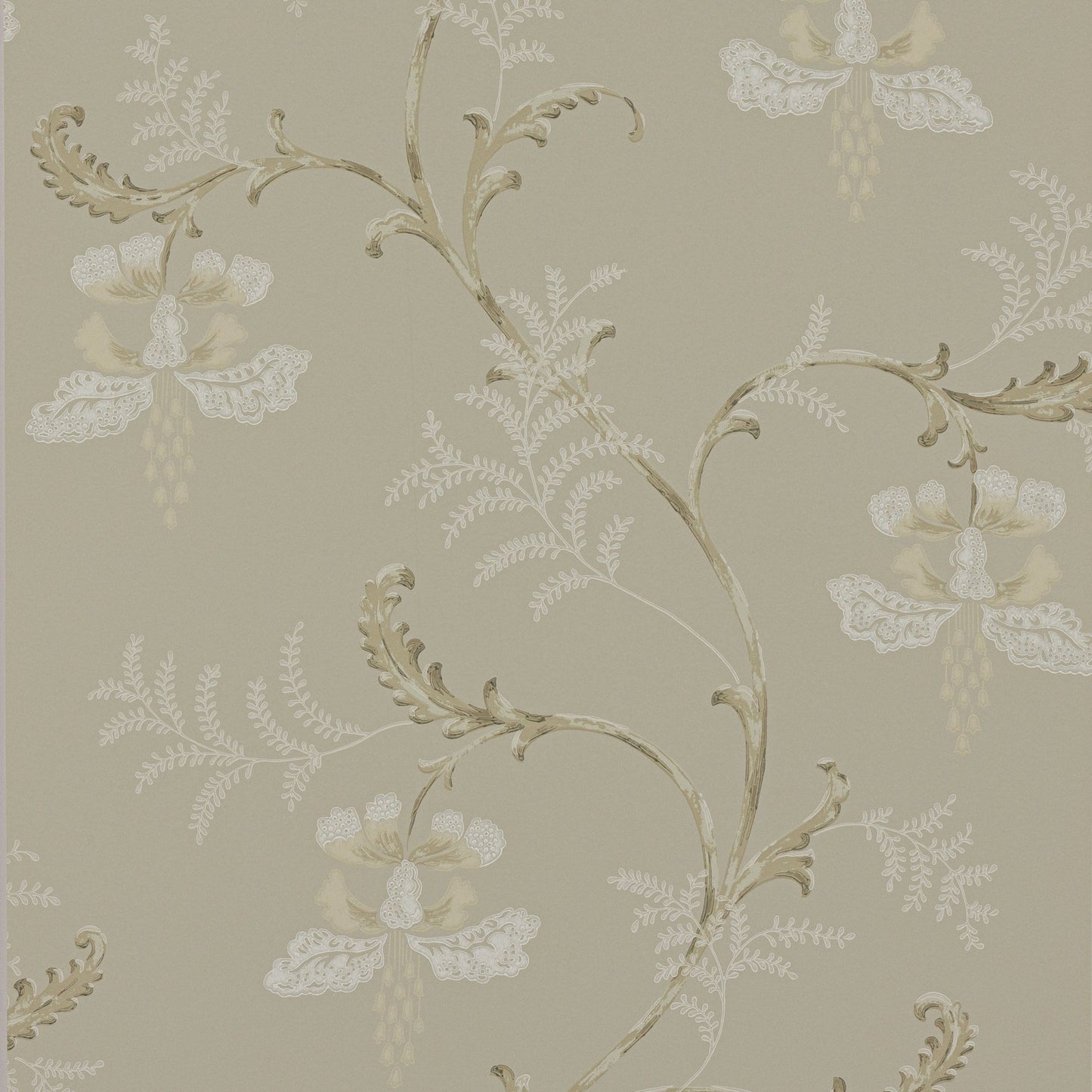 Bellflower Wallpaper - Silver - Colefax & Fowler - 07127/04 - Premier Wallcovering