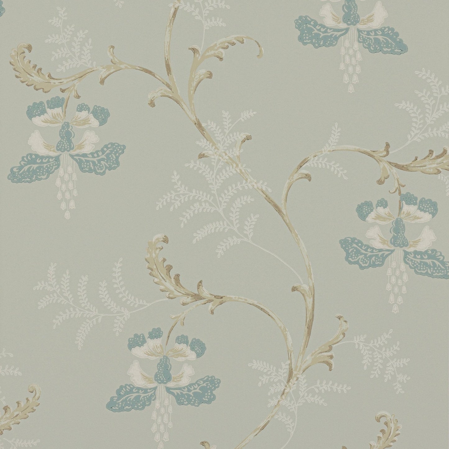 Bellflower Wallpaper - Aqua - Colefax & Fowler - 07127/03 - Premier Wallcovering