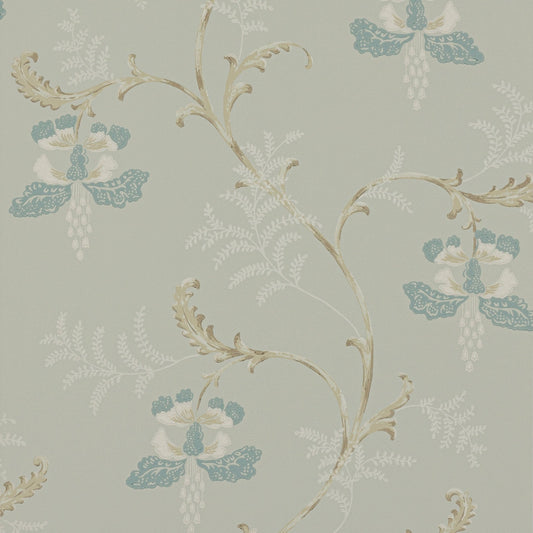 Bellflower Wallpaper - Aqua - Colefax & Fowler - 07127/03 - Premier Wallcovering