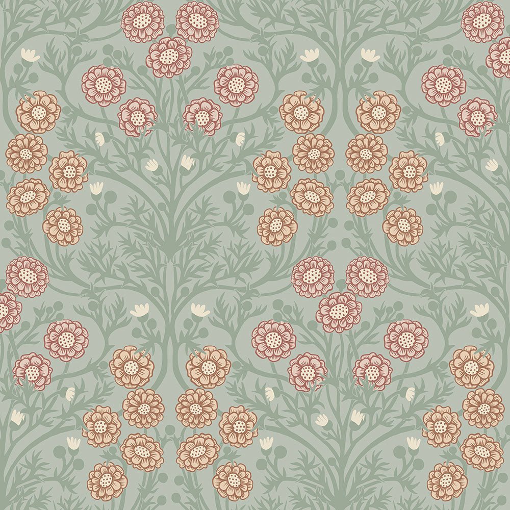 Bellis Wallpaper - Mint Green - Midbec - 14017 - Premier Wallcovering