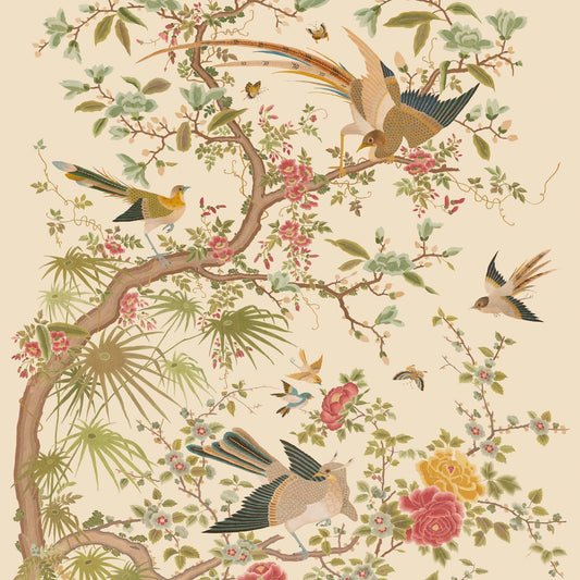 Belmont Wallcovering Wallpaper - Pink/Green - Colefax & Fowler - W7031-01 - Premier Wallcovering