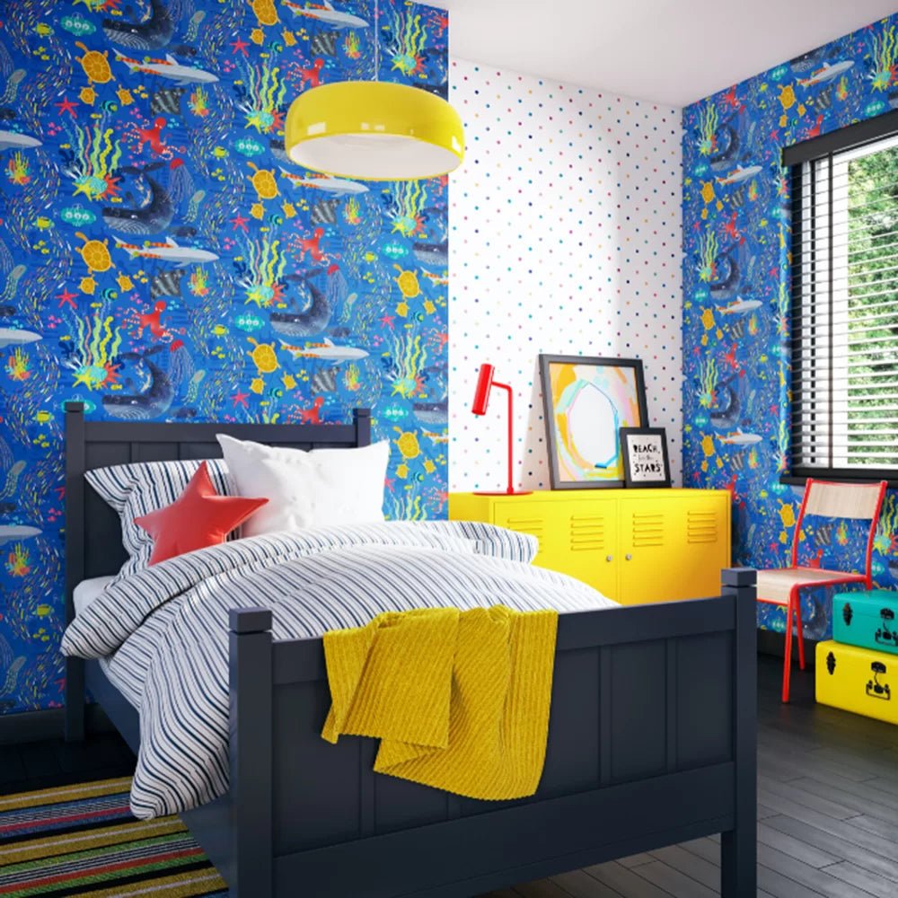 Beneath The Waves Wallpaper - Lapis - Ohpopsi - WGU50132W - Premier Wallcovering