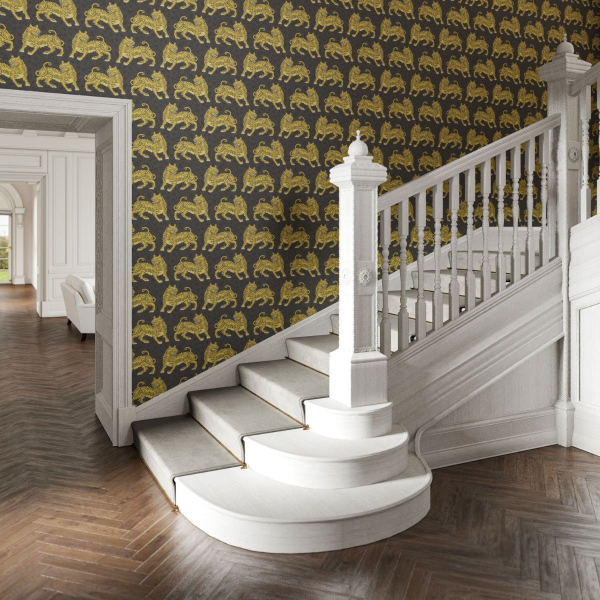 Bengal Wallpaper - Charcoal - Warner House - Premier Wallcovering