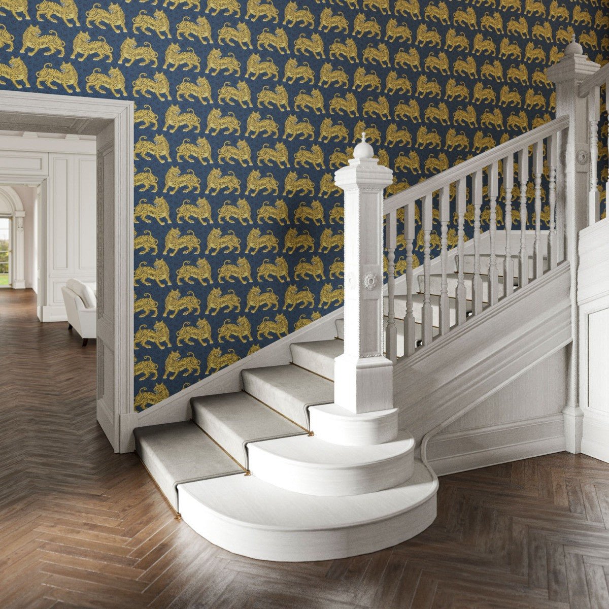 Bengal Wallpaper - Navy - Warner House - Premier Wallcovering