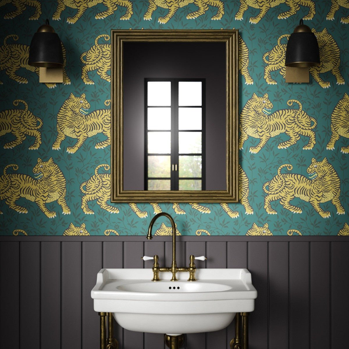 Bengal Wallpaper - Teal - Warner House - Premier Wallcovering