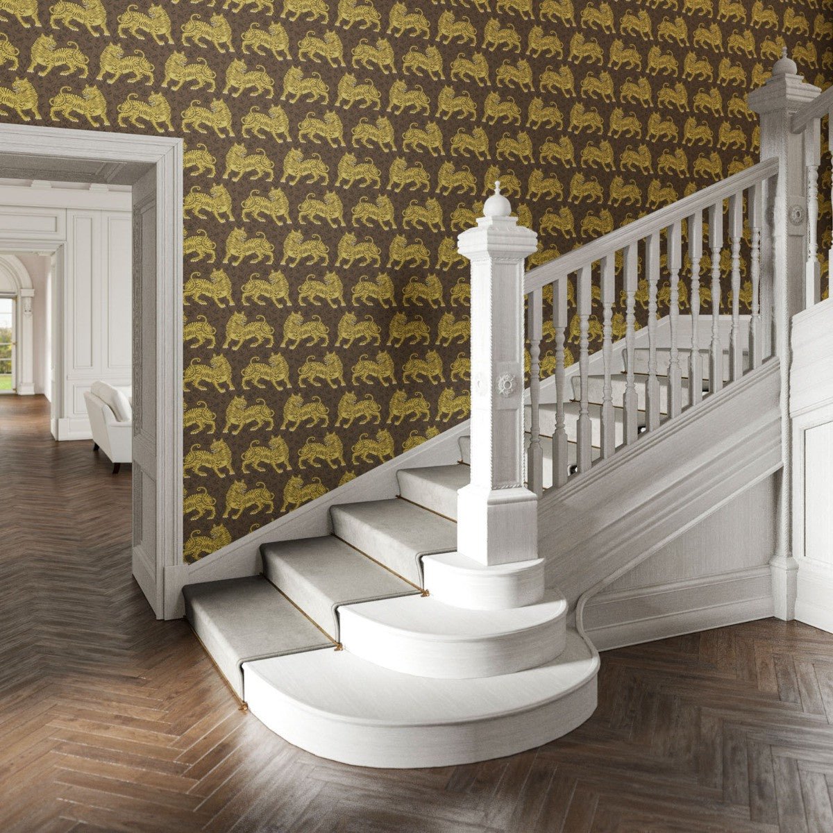 Bengal Wallpaper - Chocolate - Warner House - Premier Wallcovering