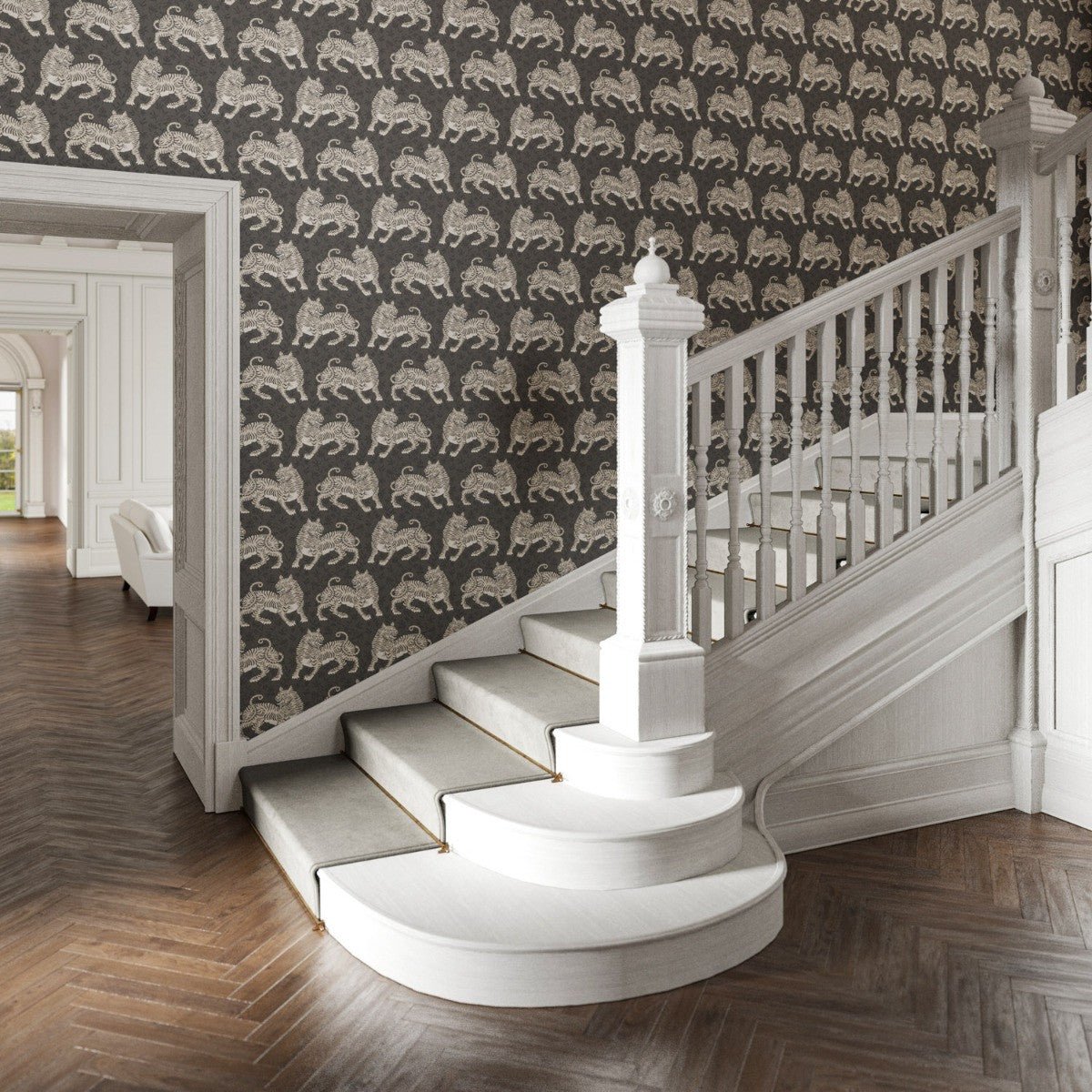 Bengal Wallpaper - Ebony - Warner House - Premier Wallcovering