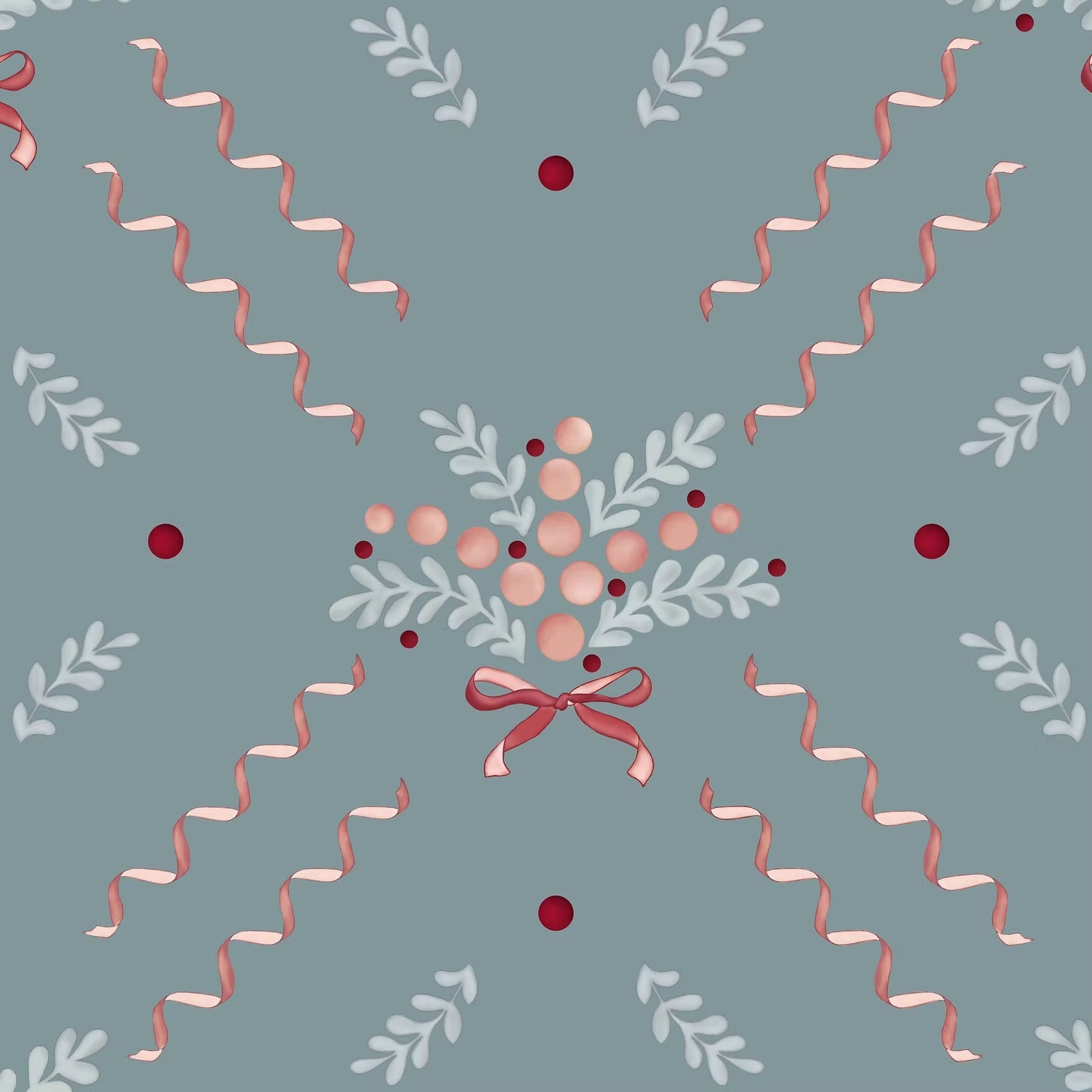 Berries and Bows Wallpaper - Blue - Ottoline - W/BB/101/2 - Premier Wallcovering