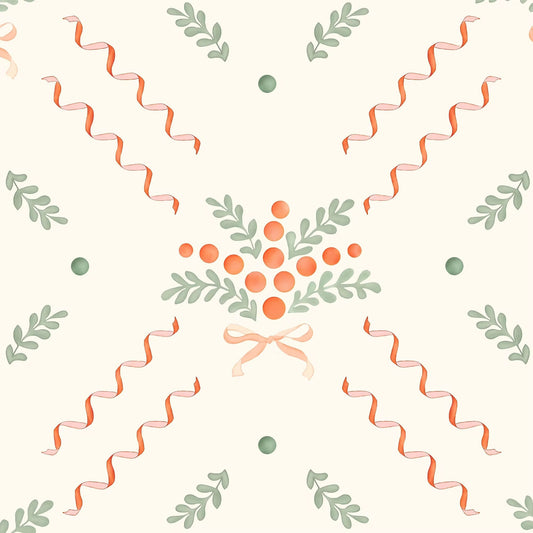 Berries and Bows Wallpaper - White - Ottoline - W/BB/101/1 - Premier Wallcovering