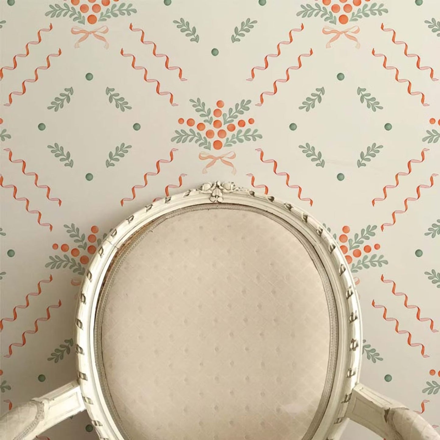 Berries and Bows Wallpaper - White - Ottoline - W/BB/101/1 - Premier Wallcovering